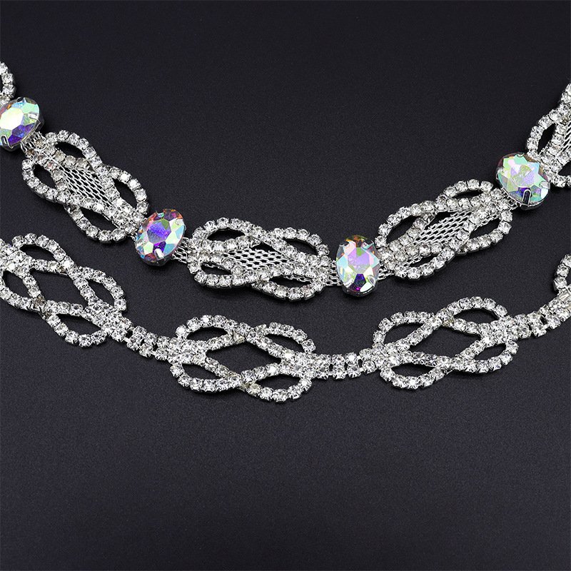 High Quality Glass Crystal AB Rhinestone Cup Chain Garment Accessory Crystal Banding Bridal Rhinestones Trimming For Dress