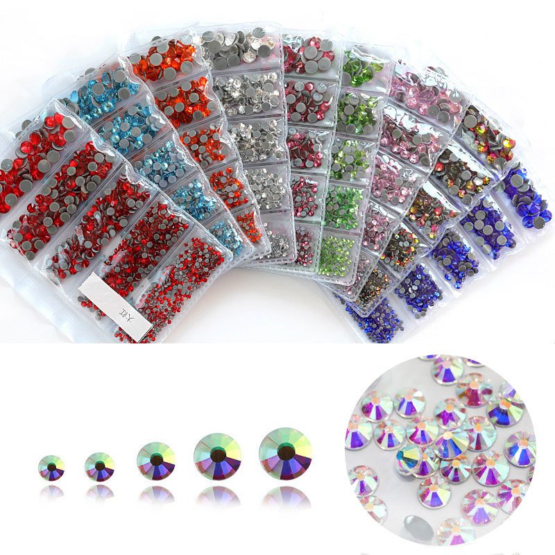High Quality Mixed sizes 6 Blanks Lt Amethyst Non Hot Fix Flat Back Glass Machine cut Rhinestone for phones