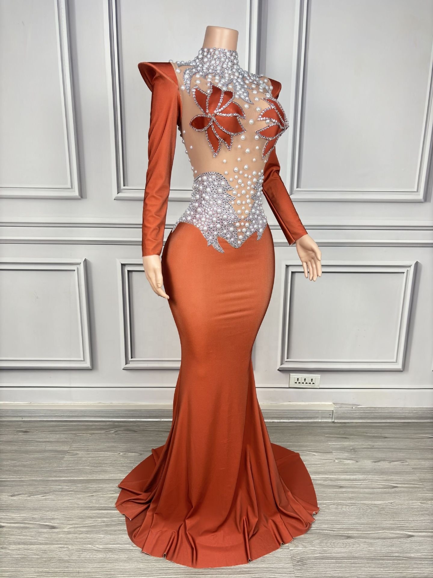 long evening party rhinestone birthday dress crystal dress luxury plus size women's clothing