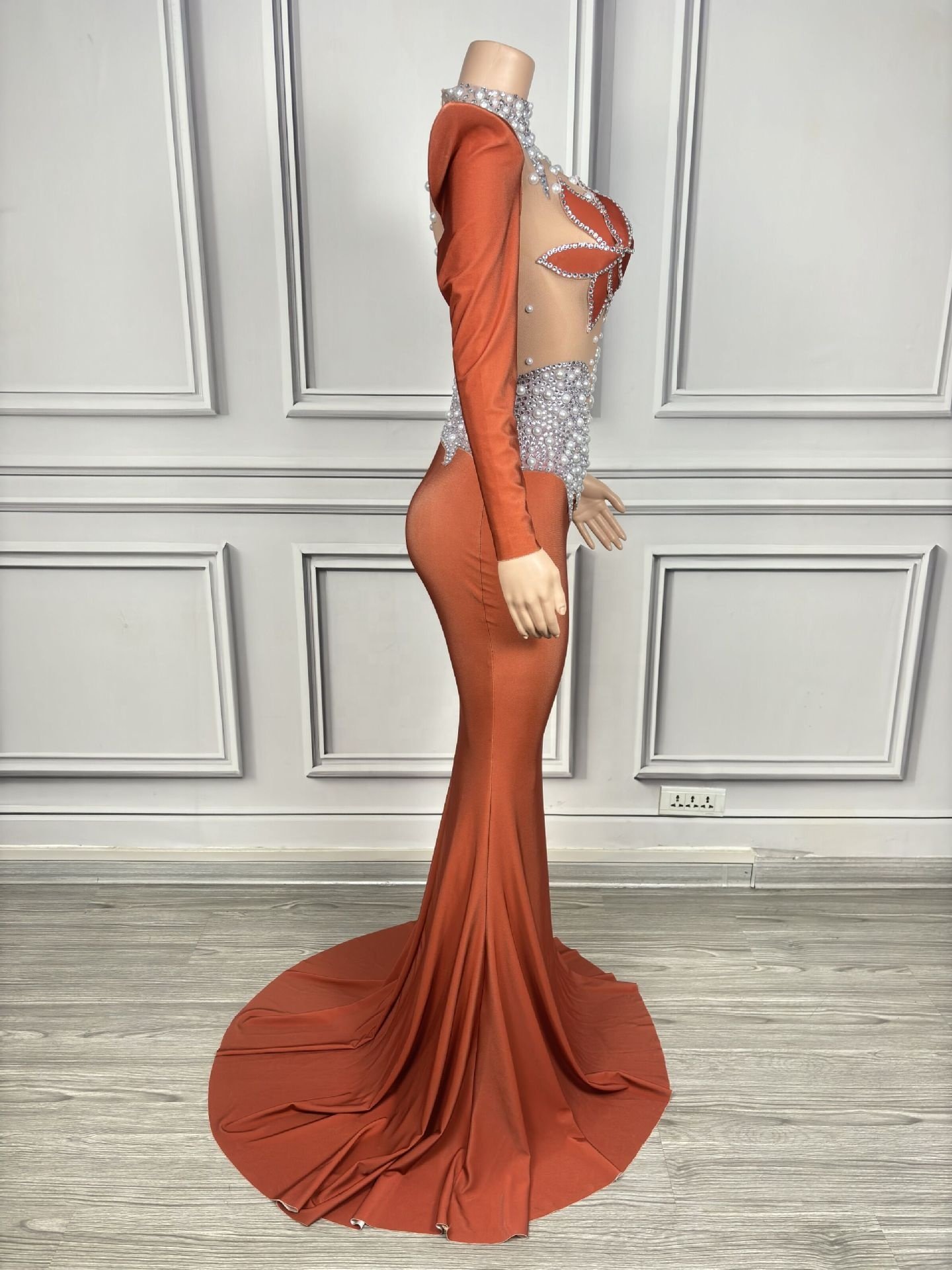 long evening party rhinestone birthday dress crystal dress luxury plus size women's clothing
