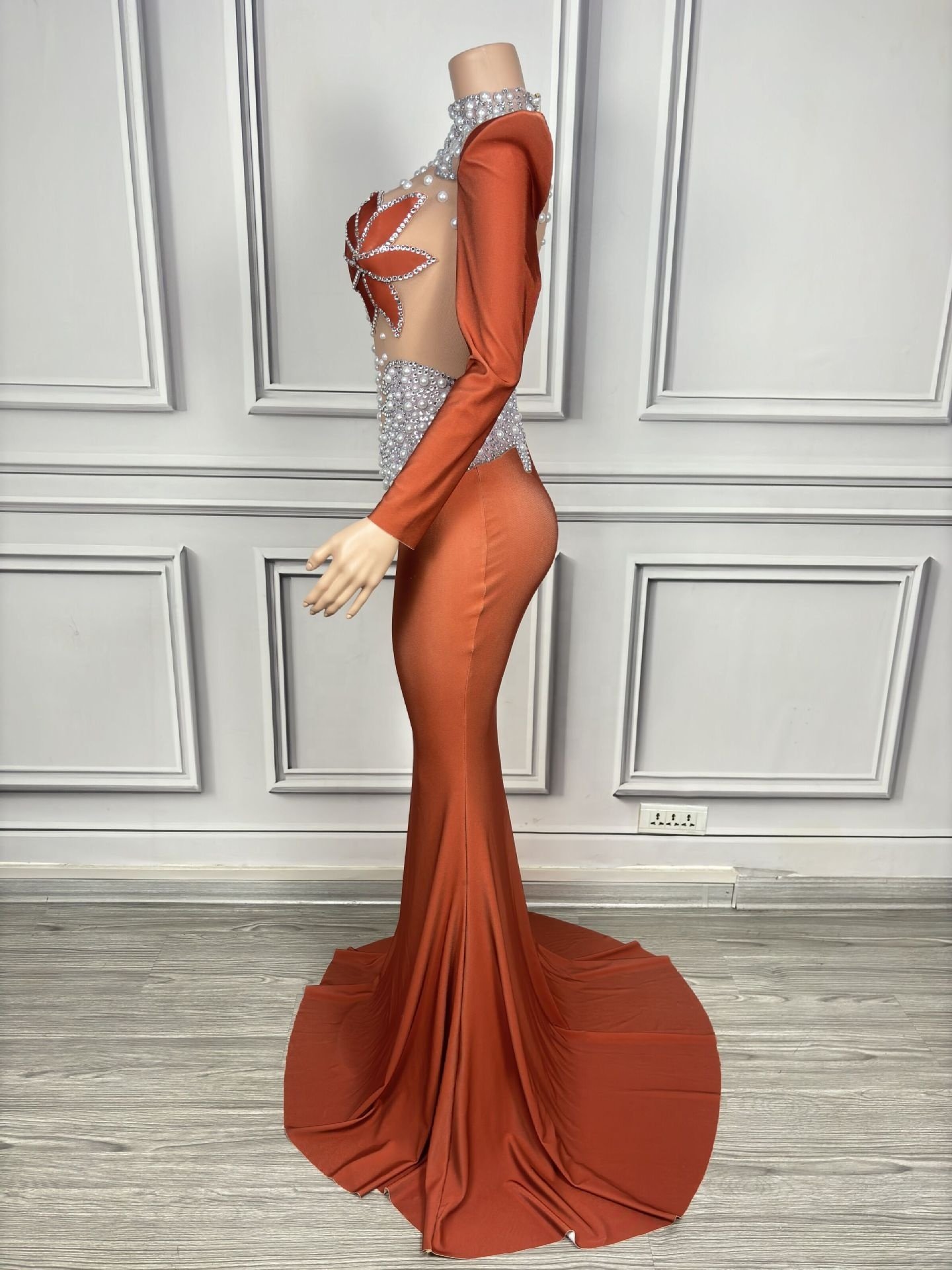 long evening party rhinestone birthday dress crystal dress luxury plus size women's clothing