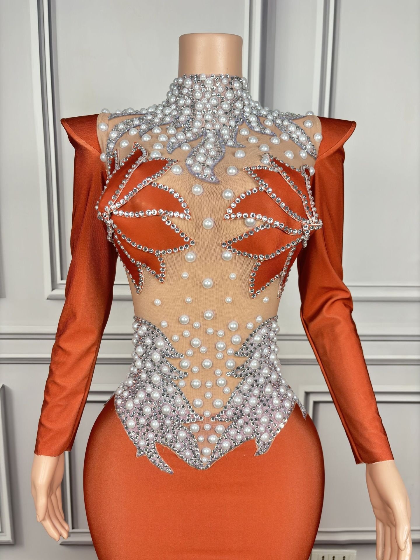 long evening party rhinestone birthday dress crystal dress luxury plus size women's clothing