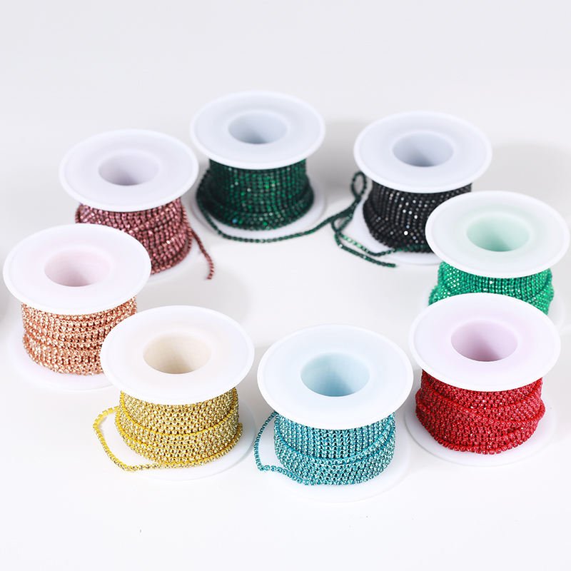 Wholesale High Quality 2mm Rhinestone Cup Chains Nylon Woven Rhinestone Claw Chains For Clothing Accessories