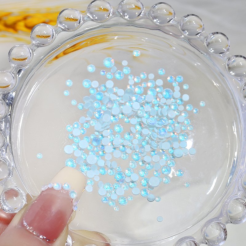 Wholesale Size Mixed Round Mocha Opal Nail Rhinestones 1.5-5mm Glass Flat Bottom Diamond Nail jewelry
