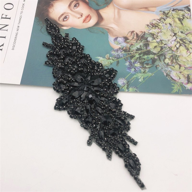 Diamond Rhinestone Applique Patch iron on For Wedding Gown Bridal Sash Evening Wear Diamond Hot Fix Design Patch