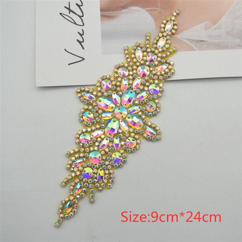 Diamond Rhinestone Applique Patch iron on For Wedding Gown Bridal Sash Evening Wear Diamond Hot Fix Design Patch