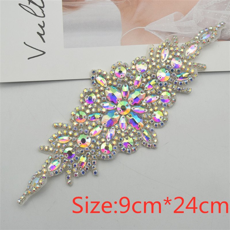 Diamond Rhinestone Applique Patch iron on For Wedding Gown Bridal Sash Evening Wear Diamond Hot Fix Design Patch