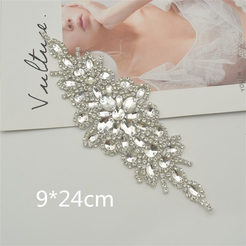 Diamond Rhinestone Applique Patch iron on For Wedding Gown Bridal Sash Evening Wear Diamond Hot Fix Design Patch