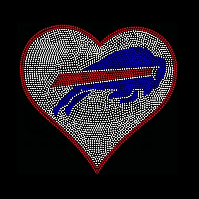 Hot Sport Team LOGO BILL Helmet Football Bling Transfers Custom Buffalo Bills Rhinestone Transfer Iron on Motif Design