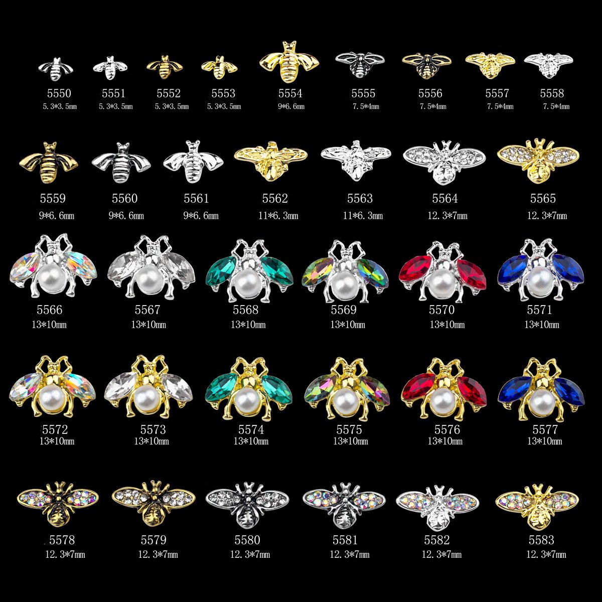 Nail Art Jewelry Silver & Gold Crown Shape Nail Jewelry Shining Crystal Rhinestones Nail Jewelry Accessories
