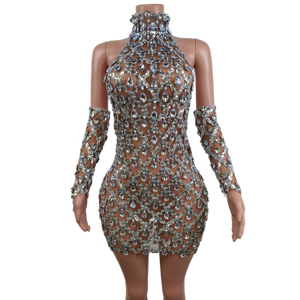 Luxury See Through Crystal Sequin Bride Wedding Guest Dress Backless Dinner Gown Women Party Club Dress Sexy Evening Dress