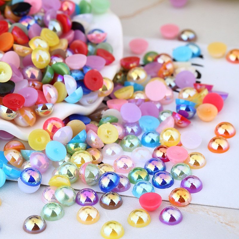 Yantuo Half Face Pearl 2-14mm Bulk Rhinestone Pearls ABS Half Pearls Flat-back AB Color Mobile for Shoes 2 Bag Round Shape