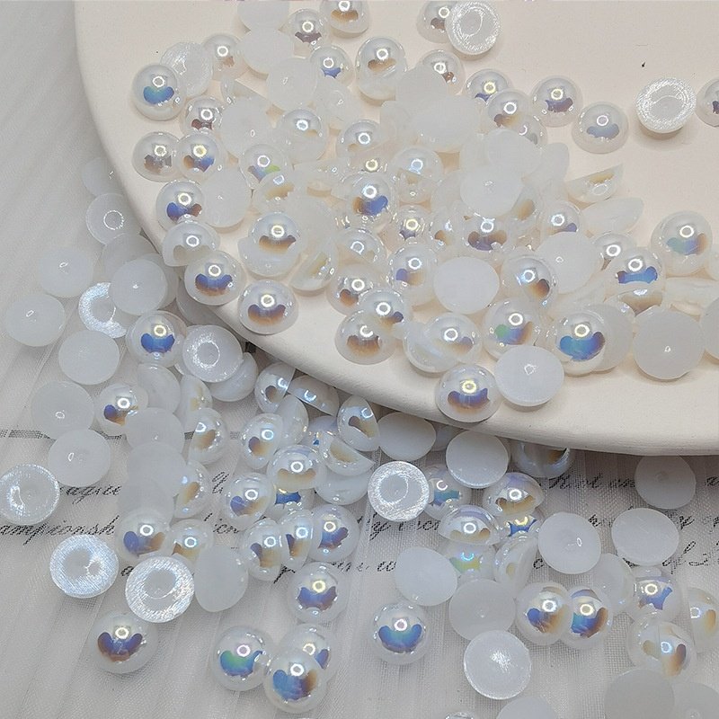 Yantuo Half Face Pearl 2-14mm Bulk Rhinestone Pearls ABS Half Pearls Flat-back AB Color Mobile for Shoes 2 Bag Round Shape