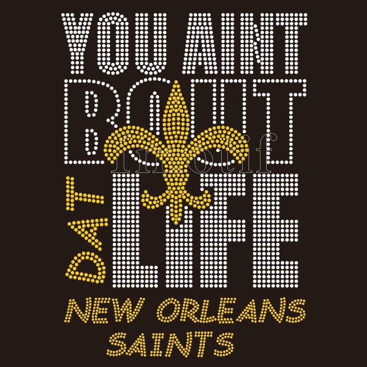 Saints New Orleans Dat Design Iron On Custom Rhinestone Transfer Motif