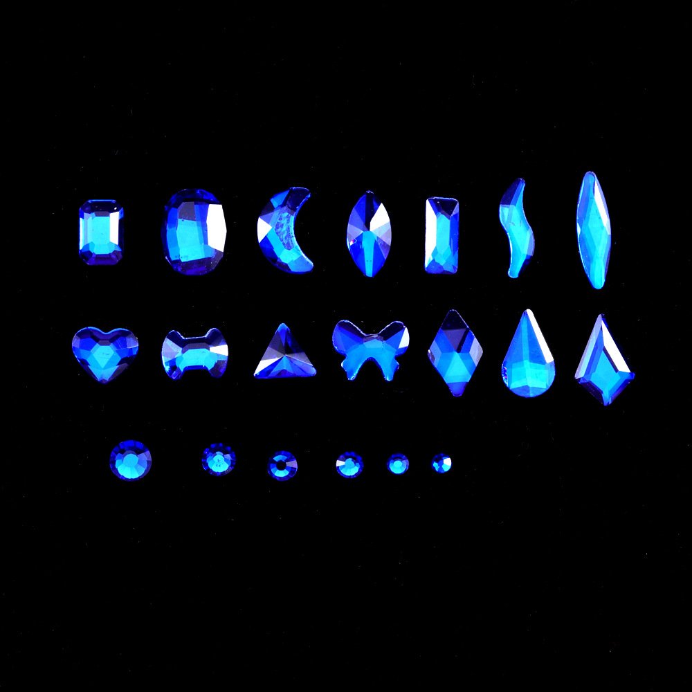New Arrive 3D DIY Nail Tips Accessories Glitter Nail Art Charms Royal Blue Glass Crystals Rhinestone