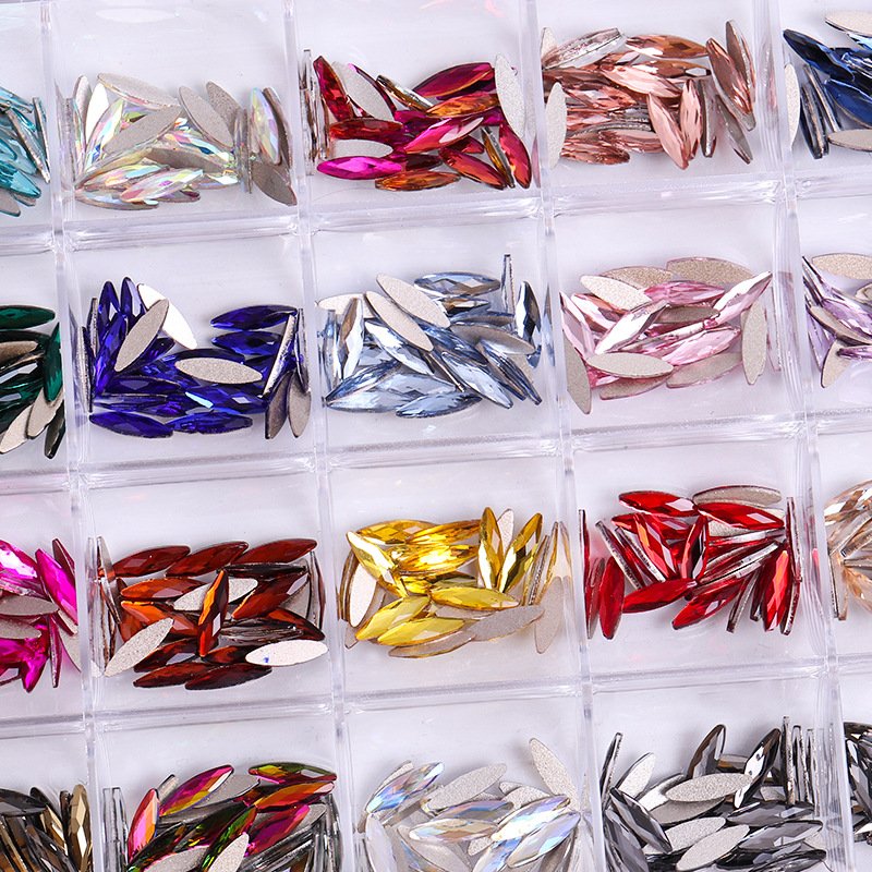 24 Grid/Box Luxury Famous Brand Design Popular Flower Nail Art Charms 3D Metal Nail Rhinestones Decoration