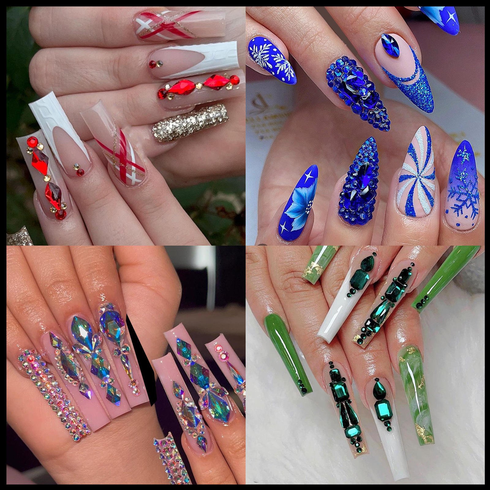 Custom Logo 24 Girds Nail Rhinestones Mix Shapes Christmas Charm Nail Art Decoration Wheel 3D Nail Jewelry Accessories