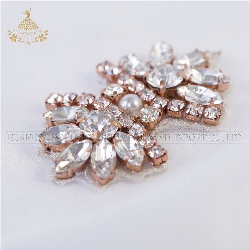 Small Rhinestone crystal applique rose gold for wedding belt and dress