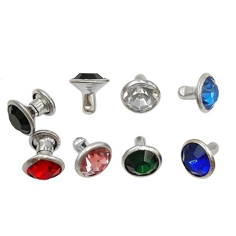 High-grade A Fashion Clothing Bag Accessories Silver Edge Glass Crystal Tube Rivets DIY Colors Rhinestone Rivets