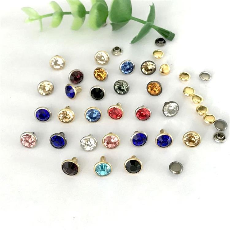 High-grade A Fashion Clothing Bag Accessories Silver Edge Glass Crystal Tube Rivets DIY Colors Rhinestone Rivets