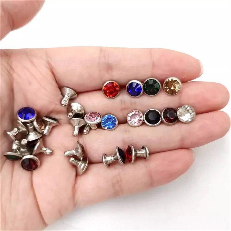High-grade A Fashion Clothing Bag Accessories Silver Edge Glass Crystal Tube Rivets DIY Colors Rhinestone Rivets