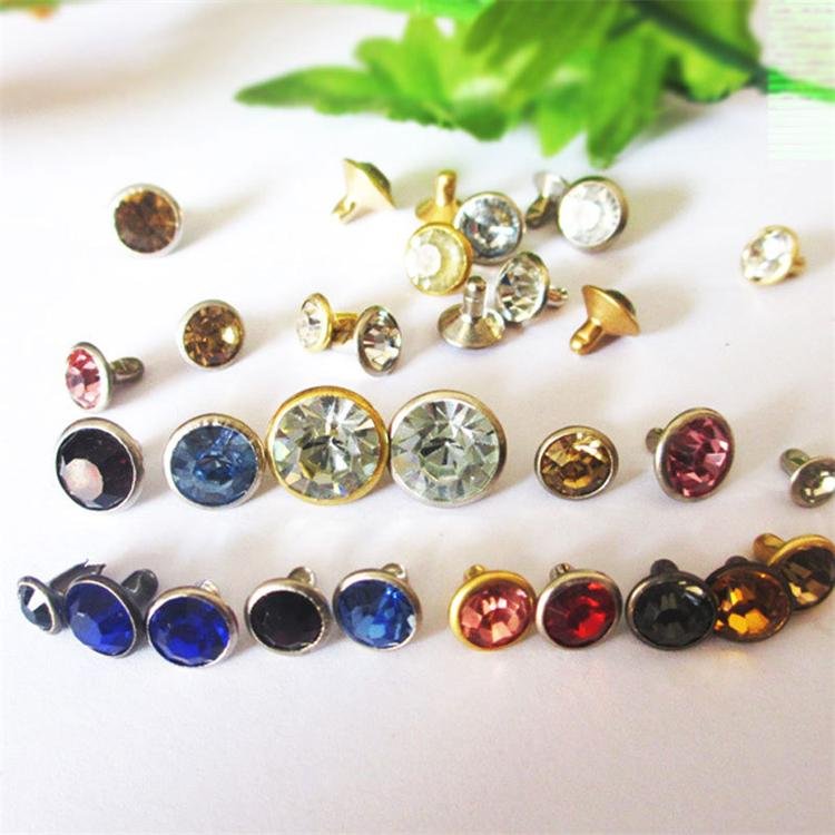 High-grade A Fashion Clothing Bag Accessories Silver Edge Glass Crystal Tube Rivets DIY Colors Rhinestone Rivets