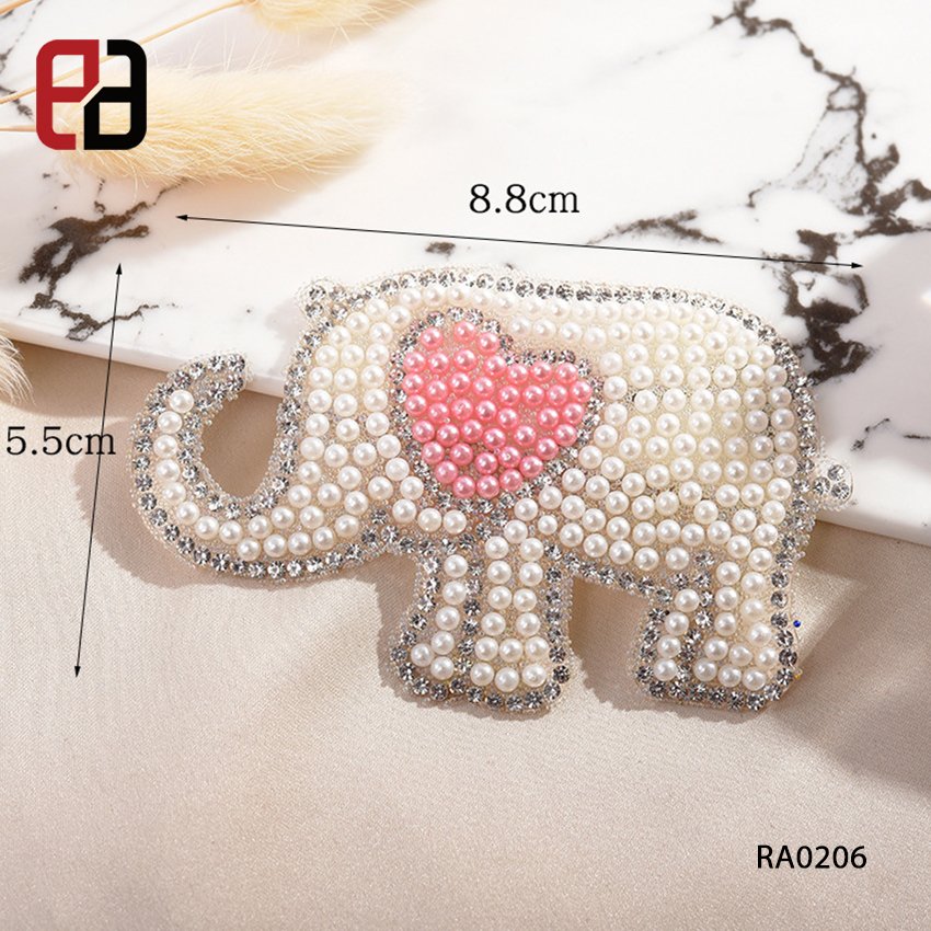 Wholesale Cute Elephant Rhinestone Patches Motif Iron On Sticker