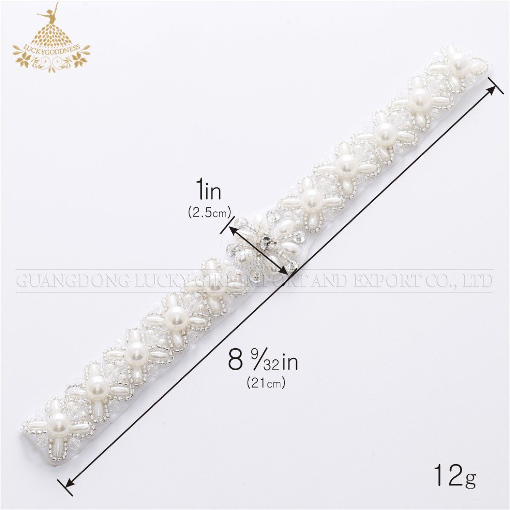 Pretty silver rhinestone patch pearls appliques crystal rhinestone belt for wedding