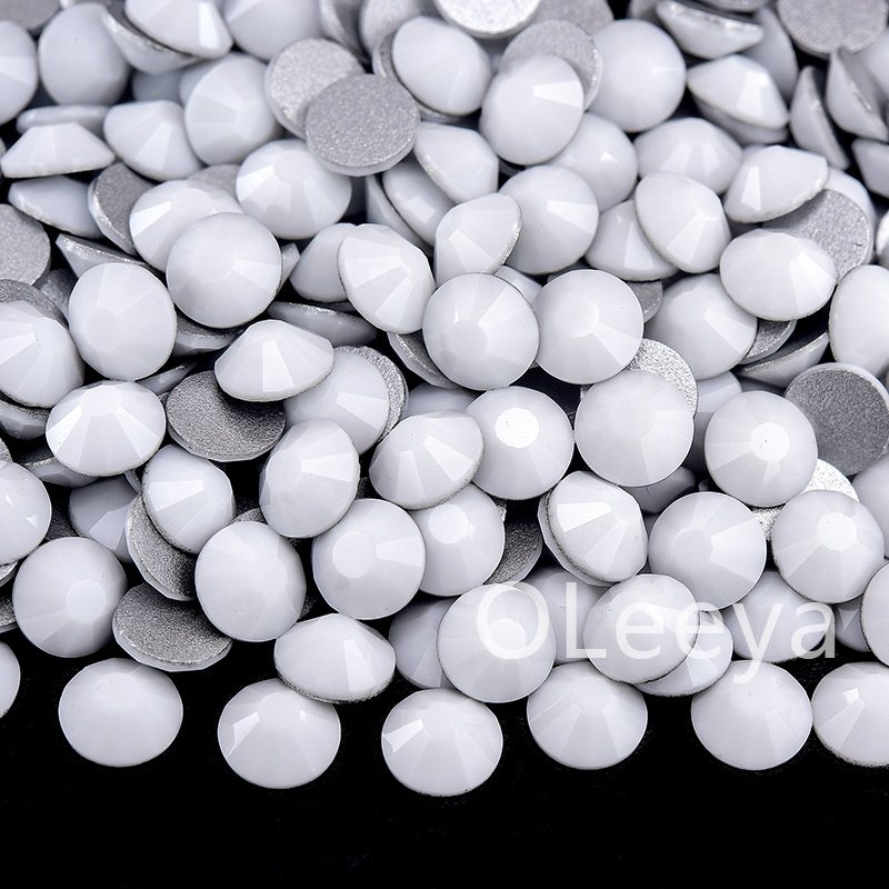OLeeya Wholesale Bulk White Colors Nail Rhinestones Crystals Glass Flat Back Rhinestone Non Hot Fix for Nail Art