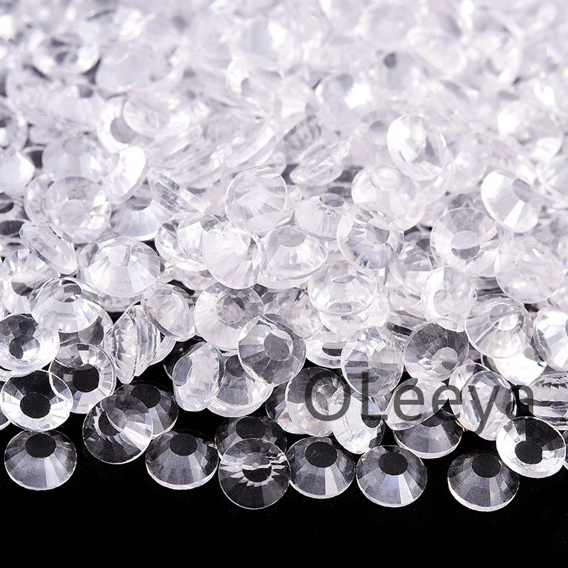 OLeeya Wholesale Bulk White Colors Nail Rhinestones Crystals Glass Flat Back Rhinestone Non Hot Fix for Nail Art
