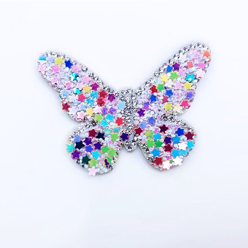 Dazzling colors butterfly sew on rhinestone sequin patches glue on Hairpin clip crystal woven patch shoes decoration