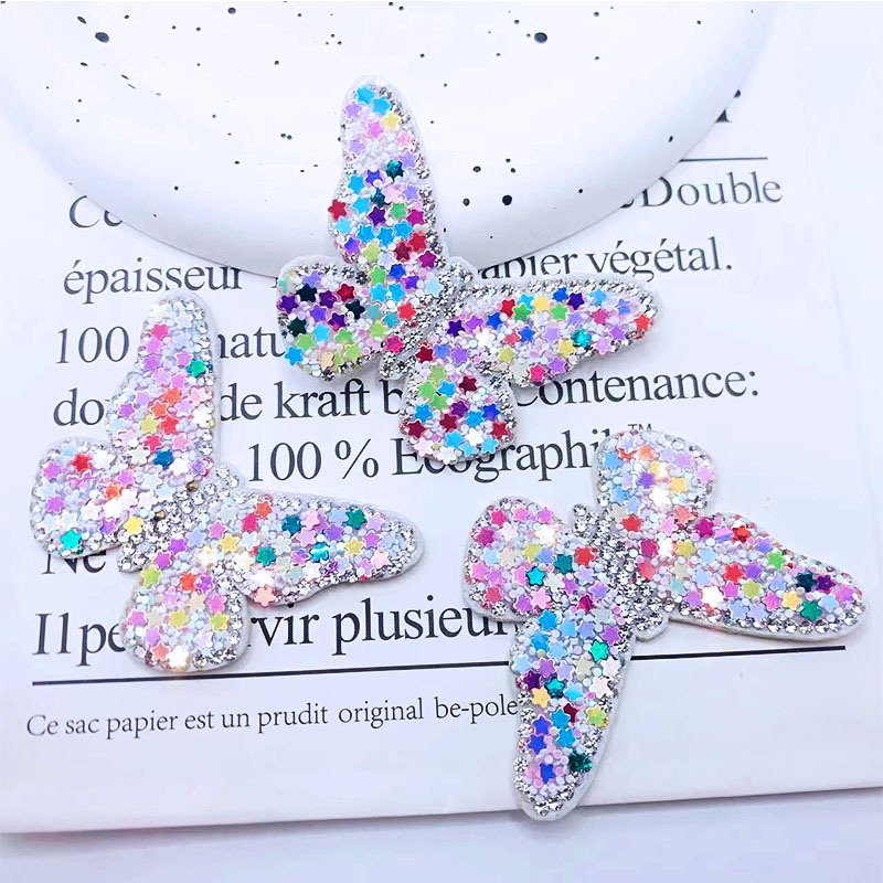 Dazzling colors butterfly sew on rhinestone sequin patches glue on Hairpin clip crystal woven patch shoes decoration