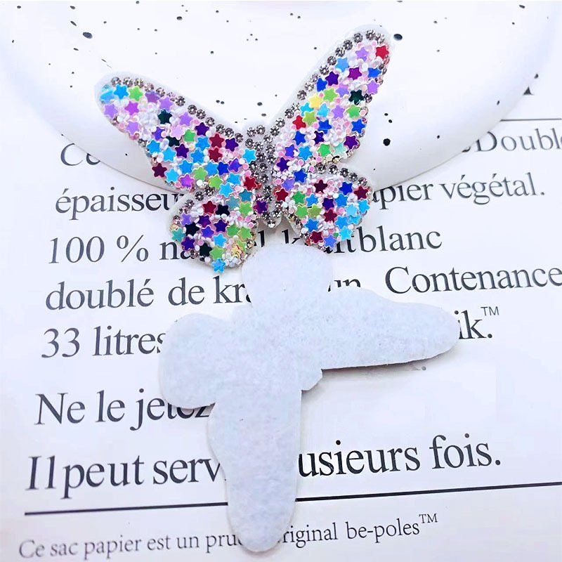 Dazzling colors butterfly sew on rhinestone sequin patches glue on Hairpin clip crystal woven patch shoes decoration