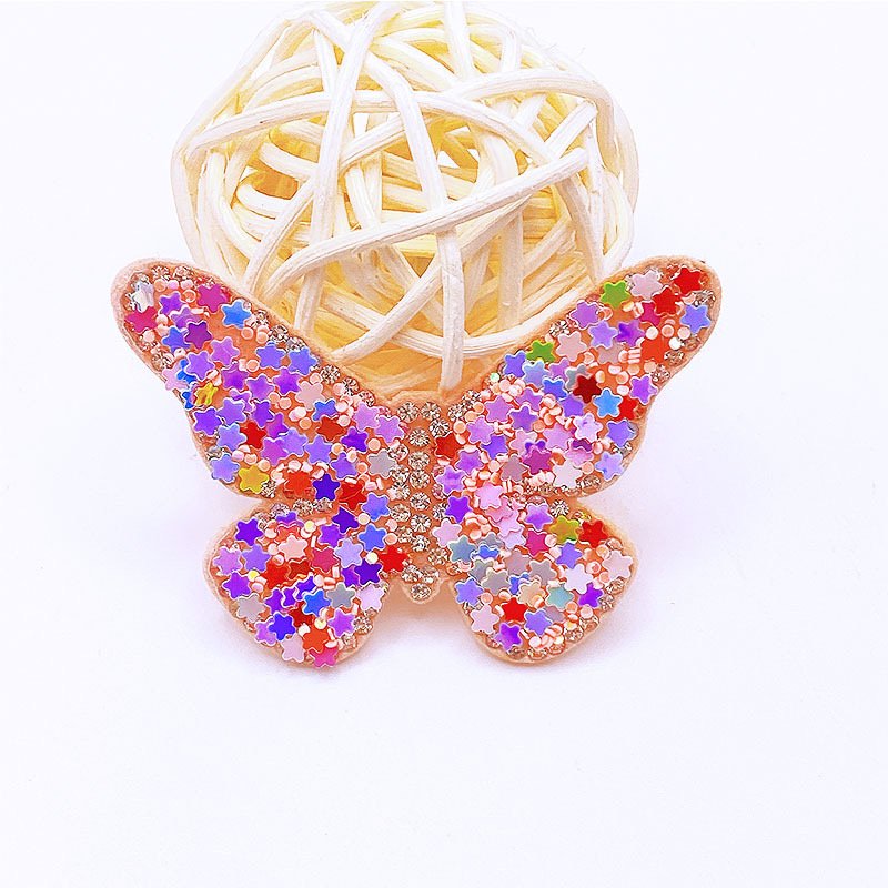 Dazzling colors butterfly sew on rhinestone sequin patches glue on Hairpin clip crystal woven patch shoes decoration