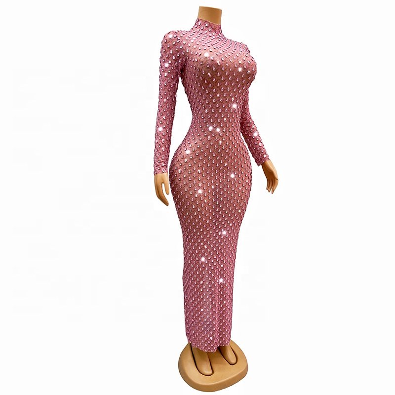 Elegant Casual Dresses For Weddings Luxury Rhinestone Decoration Clothes Evening Gowns For Women Dress Long