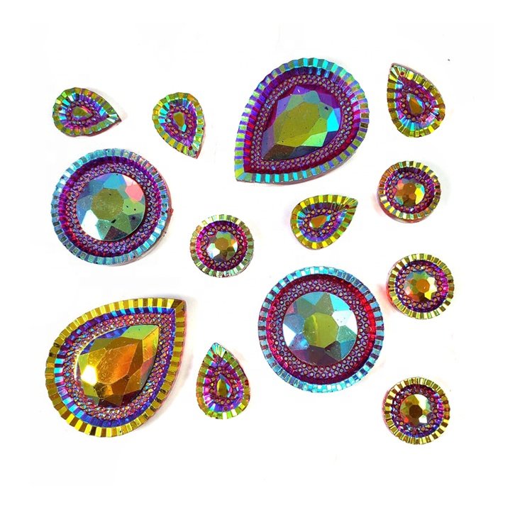 Wholesale Custom AB Resin Rhinestone Gems Loose Iridescent Sew-on with Holes for Shoes Clothes Costumes & Headpieces