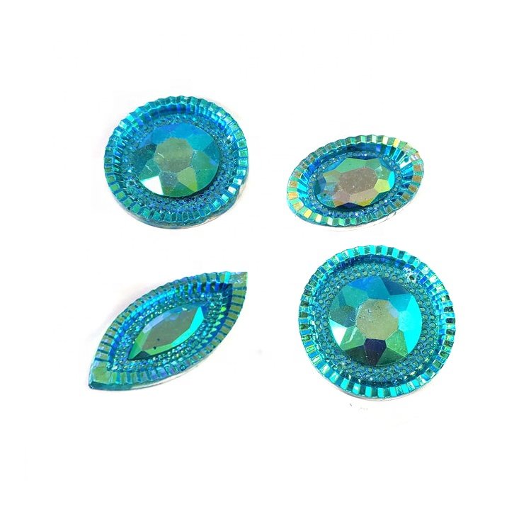 Wholesale Custom AB Resin Rhinestone Gems Loose Iridescent Sew-on with Holes for Shoes Clothes Costumes & Headpieces