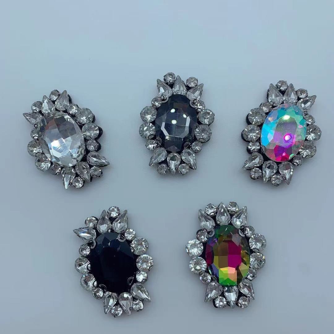 Wholesale oval Horse eyes hand stick drill Glass rhinestone patch Jackets Hats Shoes Crafts Appliques Beaded Rhinestones patch