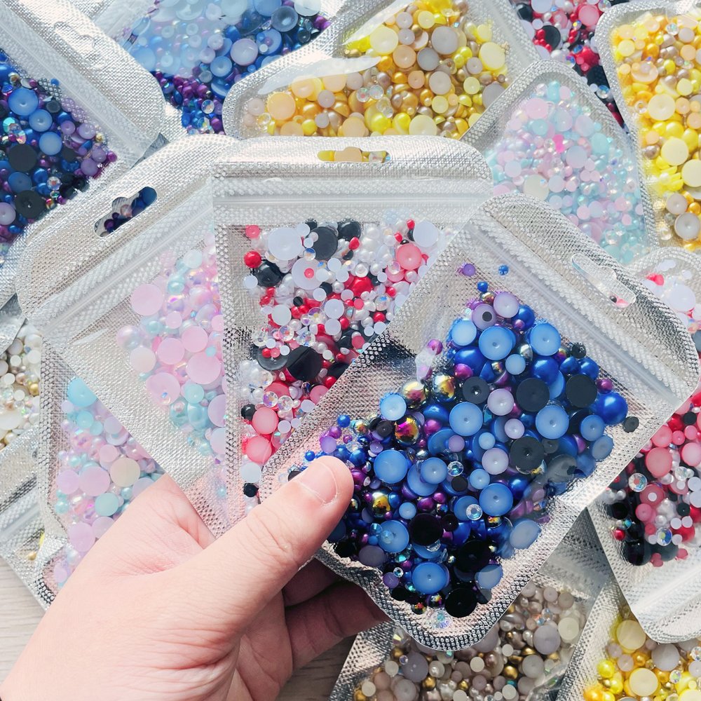 Pearls Mixed Size 3-10mm 30g/1500pcs Mix Candy Color Flatback Pearls Child Accessories Mixed Resin Rhinestones For Tumbler DIY
