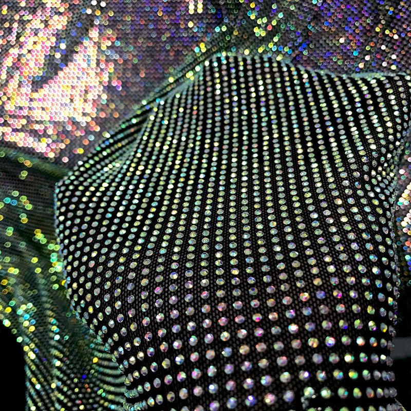 FB001 Rhinestone Mesh Fabric Wholesale Crystal Rhinestone Net Mesh Material Fabric