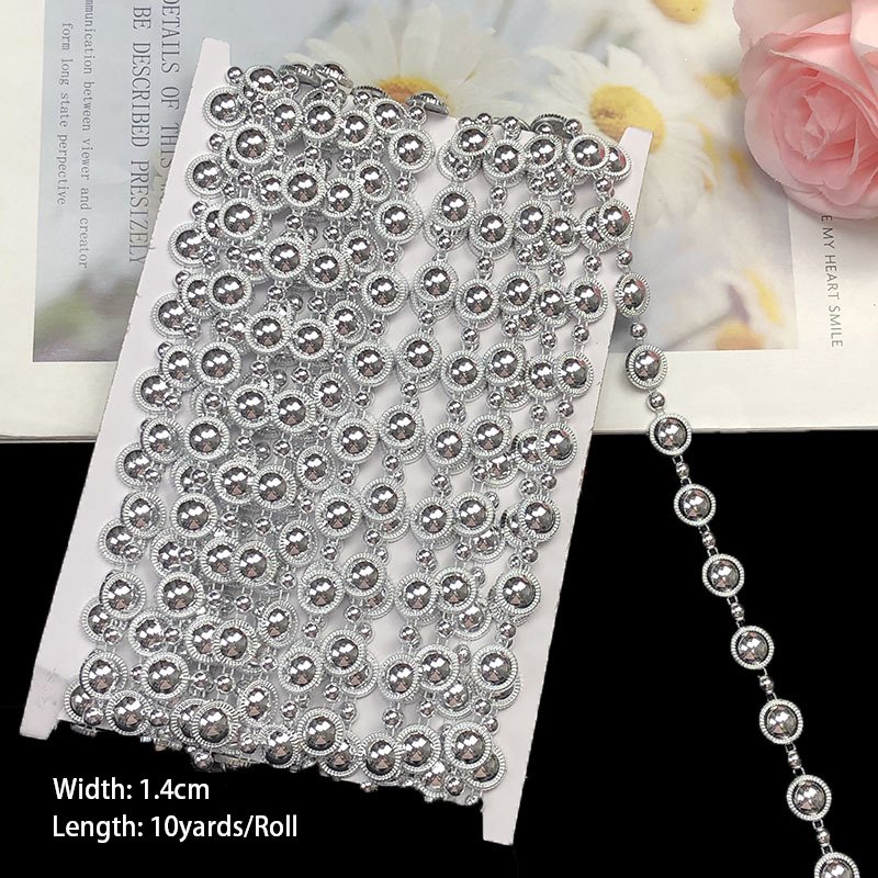 Diy Clothes Garment Sewing Gold Chain Plastic Lace Textile Curtain Doll Costume Crystal Beaded Rhinestone Edge Trim