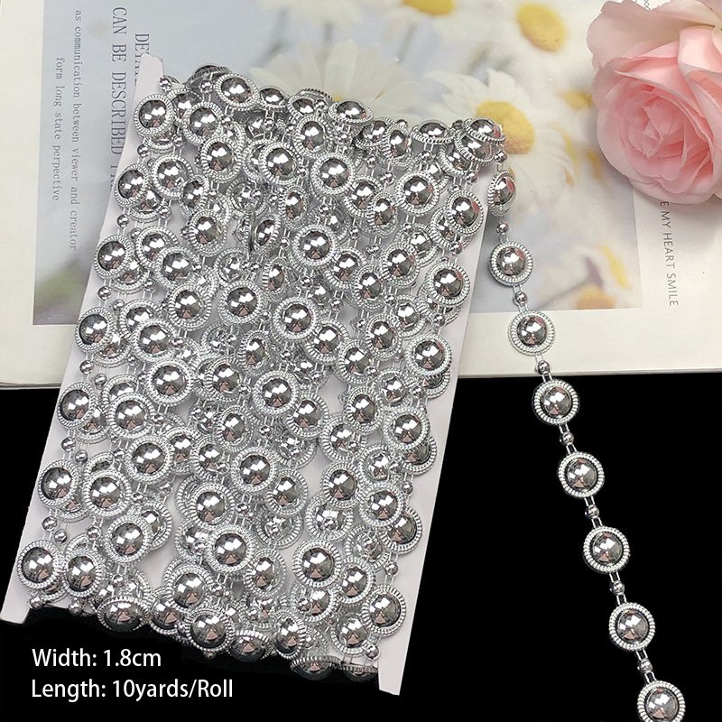 Diy Clothes Garment Sewing Gold Chain Plastic Lace Textile Curtain Doll Costume Crystal Beaded Rhinestone Edge Trim