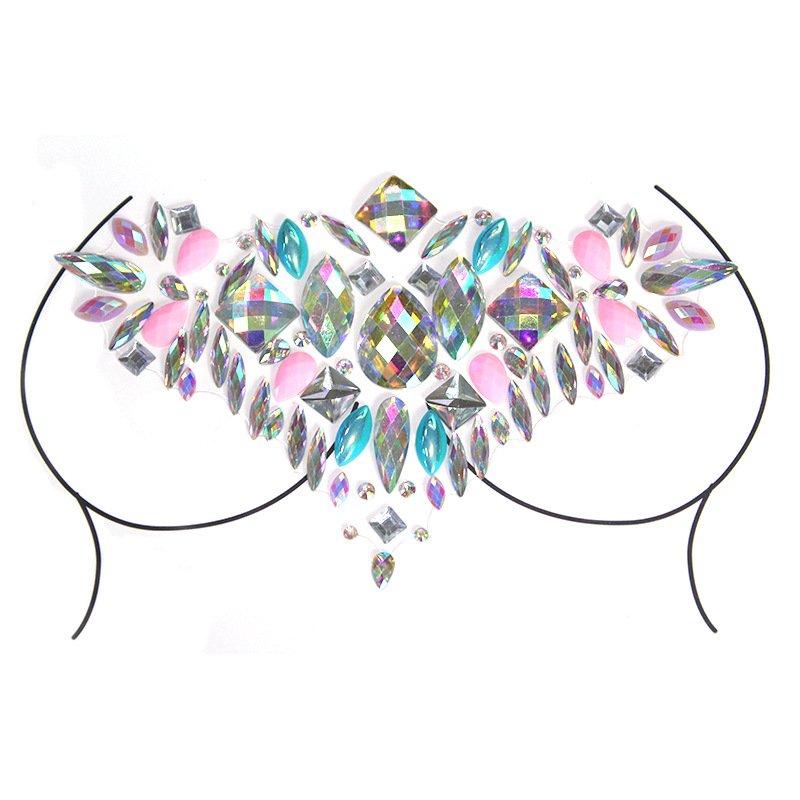 Breast Jewel Sticker Chest Gem Glitter Rhinestone Temporary Tattoo Decoration Jewels Body Art Decor Paste for Crystal Festival