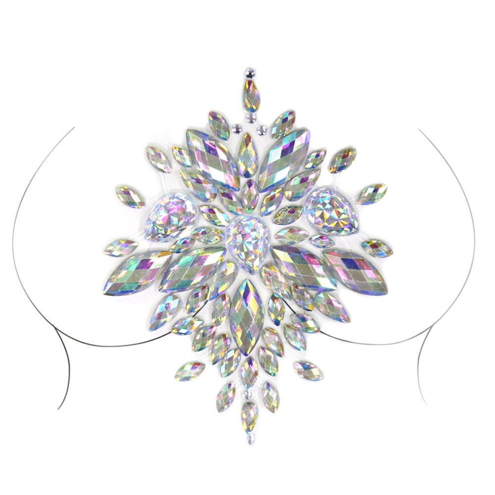 Breast Jewel Sticker Chest Gem Glitter Rhinestone Temporary Tattoo Decoration Jewels Body Art Decor Paste for Crystal Festival
