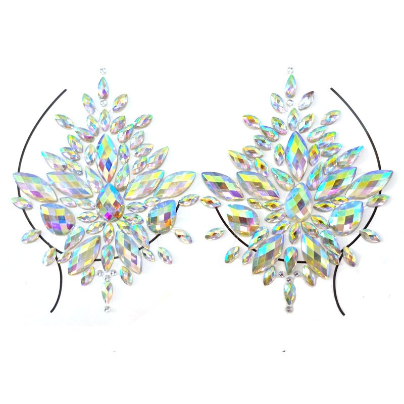 Breast Jewel Sticker Chest Gem Glitter Rhinestone Temporary Tattoo Decoration Jewels Body Art Decor Paste for Crystal Festival