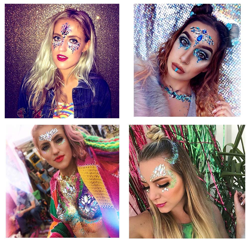 Breast Jewel Sticker Chest Gem Glitter Rhinestone Temporary Tattoo Decoration Jewels Body Art Decor Paste for Crystal Festival