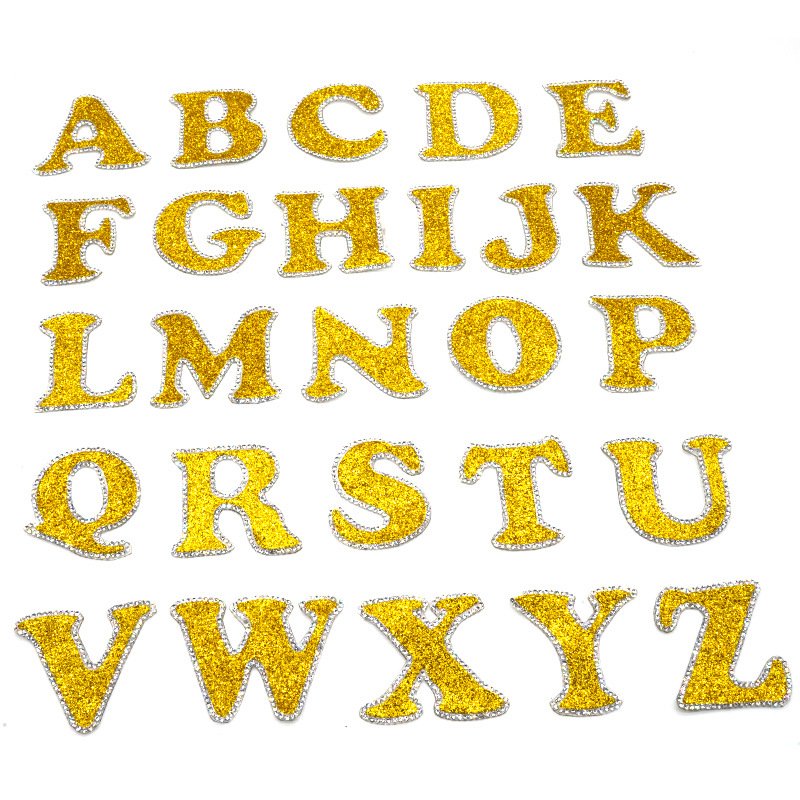 A-z Letter Alphabet Pattches Iron On Hotfix Glass Rhinestones Transfer Applique Patches Iron On Letter Sticker For Hoodie