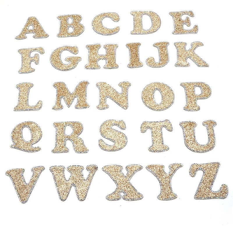 A-z Letter Alphabet Pattches Iron On Hotfix Glass Rhinestones Transfer Applique Patches Iron On Letter Sticker For Hoodie