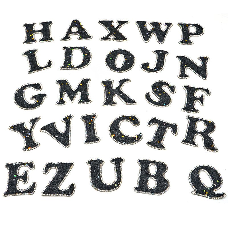 A-z Letter Alphabet Pattches Iron On Hotfix Glass Rhinestones Transfer Applique Patches Iron On Letter Sticker For Hoodie