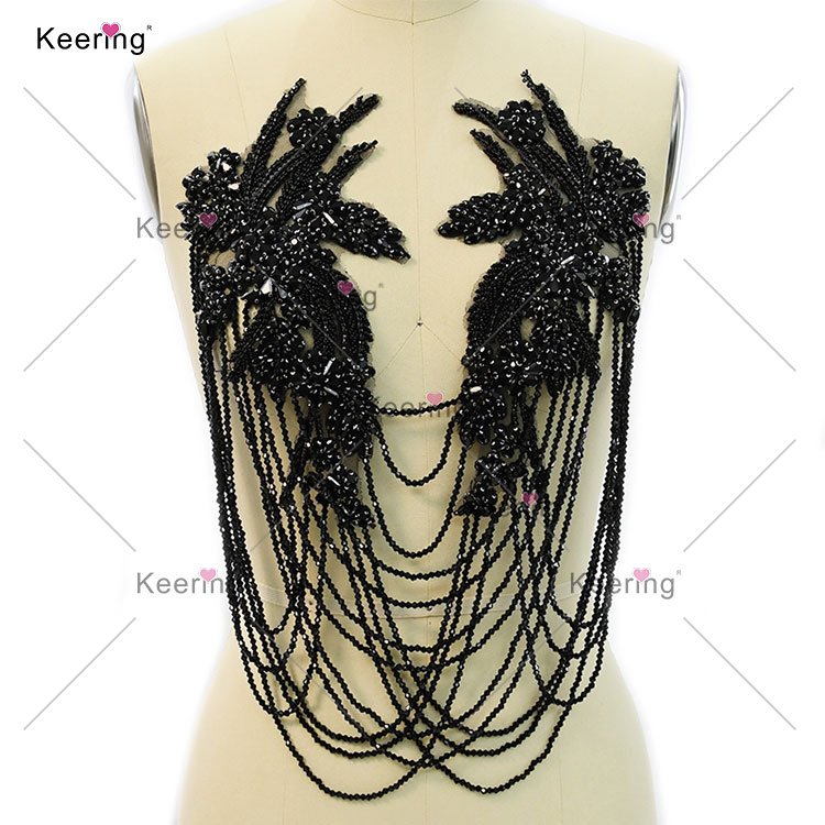 WDP-297 Fancy Custom Rhinestone Chain Panel Dress Crystal Rhinestone Metal Applique For Wedding Dresses